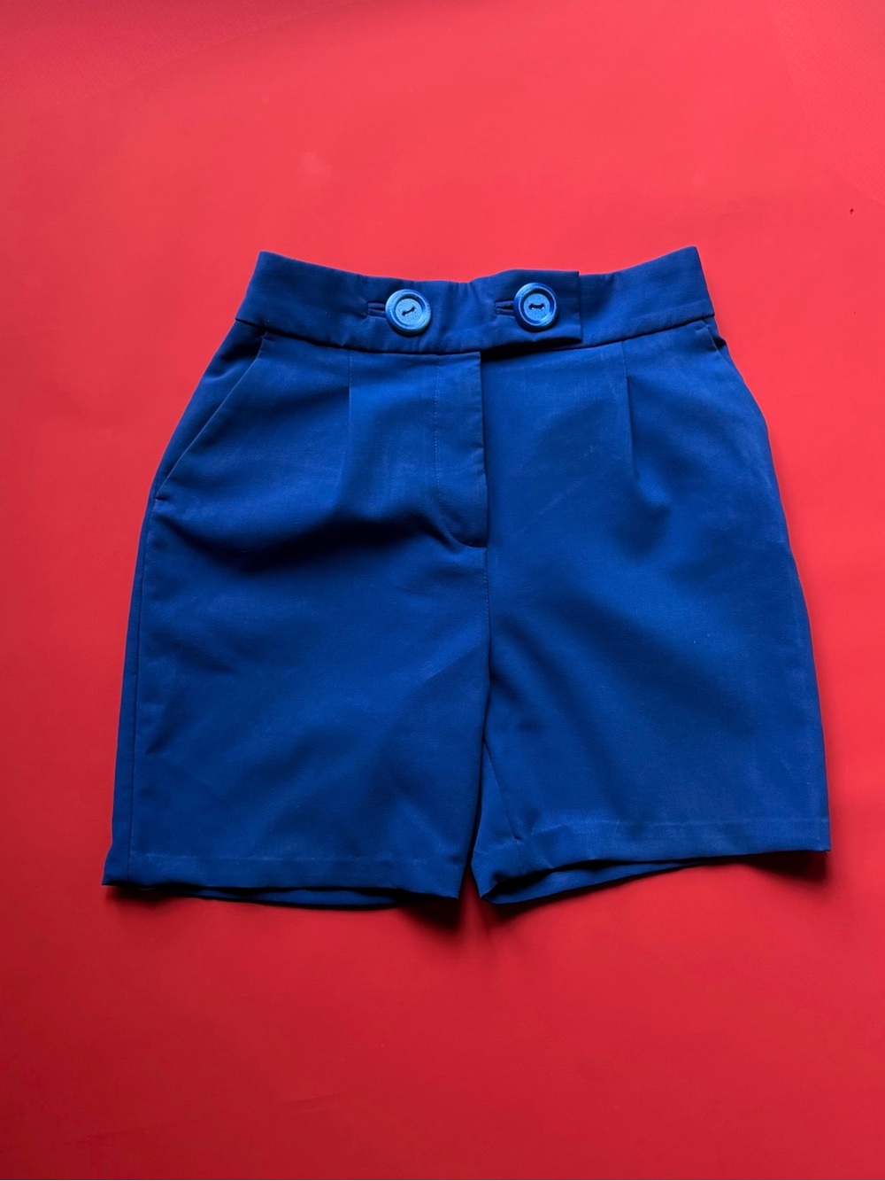 Zara High Wasted tailored pants flipped to a blue shorts with 3D Printed buttons